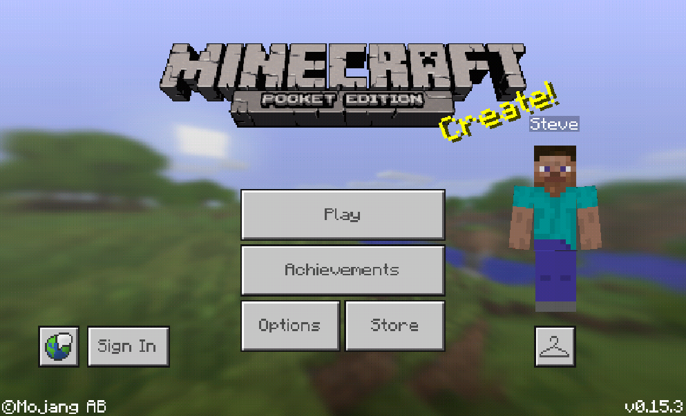 Obecne Menu główne w Pocket Edition.